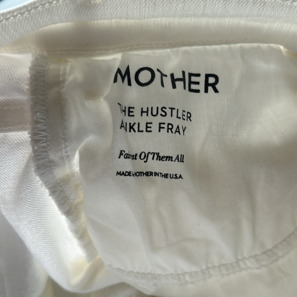 MOTHER The Hustler Ankle Fray Jean Fairest of them All White Sz 32 - Picture 12 of 14